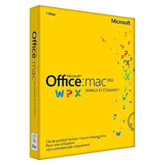 Office Mac 2011 Famille & Etudiant Version 1 poste Vendue