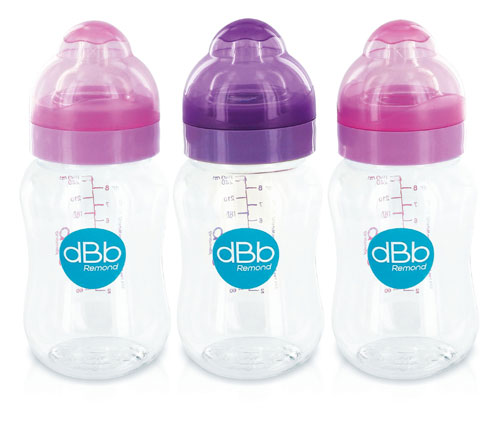 dBb Remond - Biberons sans Bisphnol A - Pack de 3 - Rose & Violet - 250ml pour 10