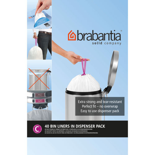 Brabantia - 361982 - Sacs Poubelle - 10-12 litres - Blanc pour 5