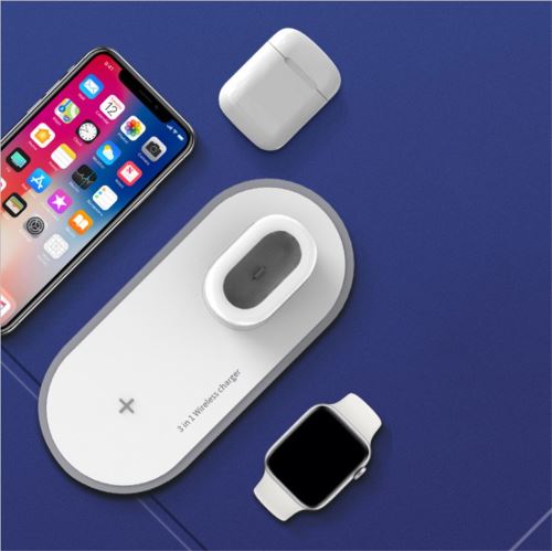 Support 3 en 1 en aluminium pour Apple Watch, Airpods et chargeur sans fil  iPhone X - Gris - Chargeur pour téléphone mobile à la Fnac