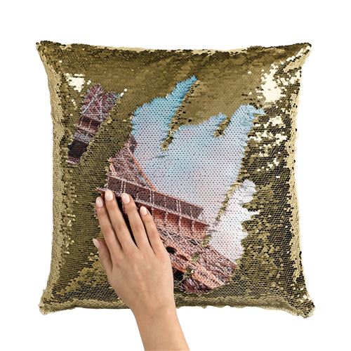 Fabulous Coussin avec Housse Sequin Paillettes Doré Tour Eiffel au