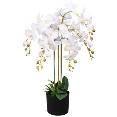 Vidaxl Blanca Planta Artificial Orquídea Con Macetero 75 Cm,