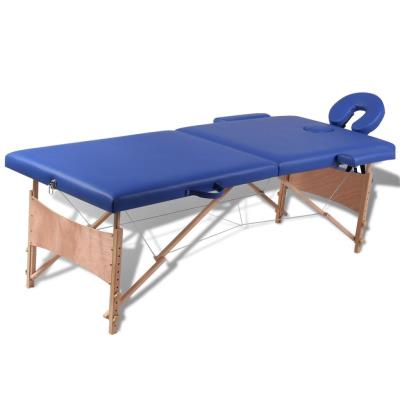Mesa De Masaje, Madera Plegable Dos Cuerpos Azules