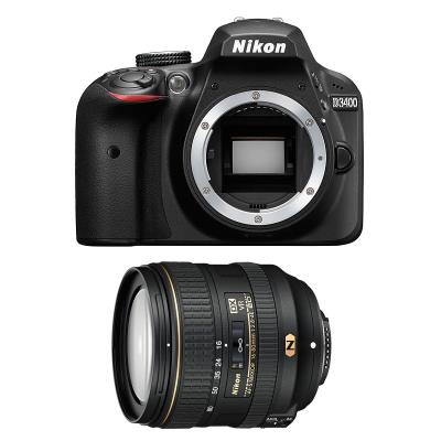 Cámara Nikon D3400 con lentes AF-P DX NIKKOR 0,7-2 pulgadas, f/3.5–5.6 G  VR, color negro