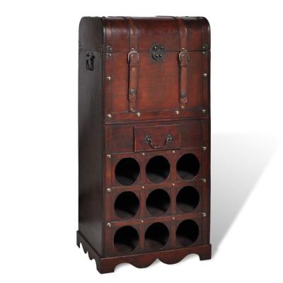 Botellero Cofre De Madera Para 9 Botellas Con Cajón