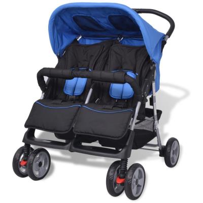Carrito Para Gemelos De Acero Azul Y Negro