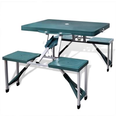 Set Plegable Camping 1 Mesa 4 Taburetes Aluminio Verde Claro