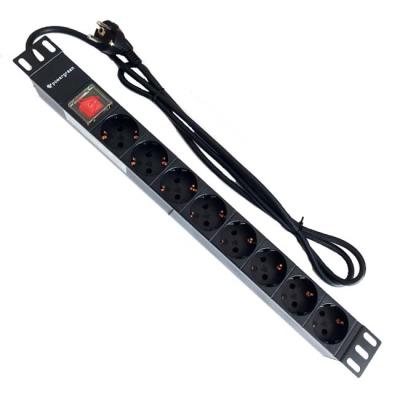 Regleta Rack 19" 8 Tomas con Interruptor 2m Negro - Imagen 2
