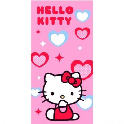 Drap de plage - hello kitty blue and red hearts 75 x 150 cm pour 15