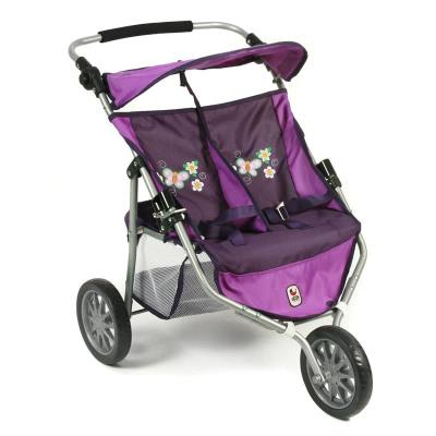 Bayer Chic 2000 697 28 Poussette Jogger 3 roues pour poupes jumelles - Purple Checker pour 45