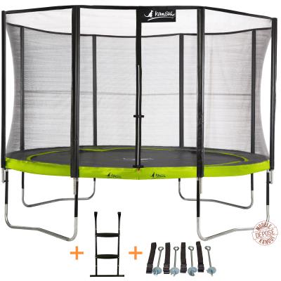 Kangui - Trampoline De Jardin Rond 430 Cm + Filet De Sécurité + Échelle + Kit D´ancrage Punchi Aloe 430 pour 410