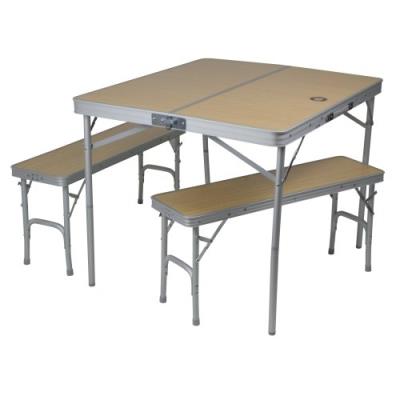 10t Portable Bench Table De Camping + 2 Bancs 4 Personnes Argent pour 152