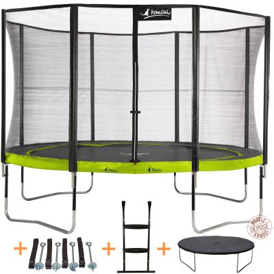 Kangui - Trampoline De Jardin 365 Cm + Filet De Sécurité + Échelle + Bâche De Protection + Kit D´ancrage Punchi Aloe 360 pour 385