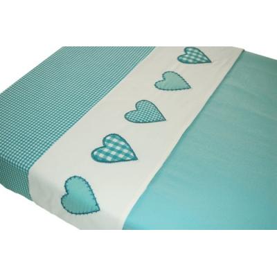 taftan - drap de lit coeur patchwork turquoise (100 x 80 cm) - turquoise pour 29