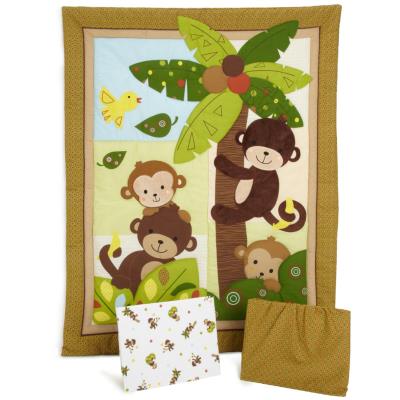 Ensemble de literie pour enfants, motifs singes ( Pack de 3 pices: couette, lit bb jupe et drap housse), 41.9 x 41.9 x 12.7 cm -PEGANE- pour 181