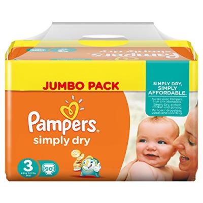 PAMPERS Simply Dry Taille 3 (Midi) 4 a 9 kg couche pour 28
