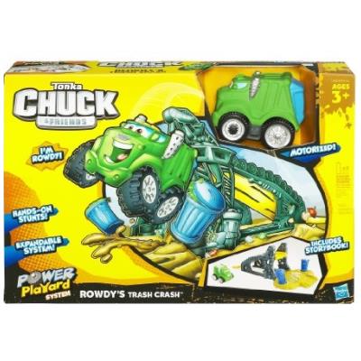 Rondy trash crash - circuit avec un camion poubelle - tonka chuck & friends - hasbro - 97821 - vhicule miniature pour 25