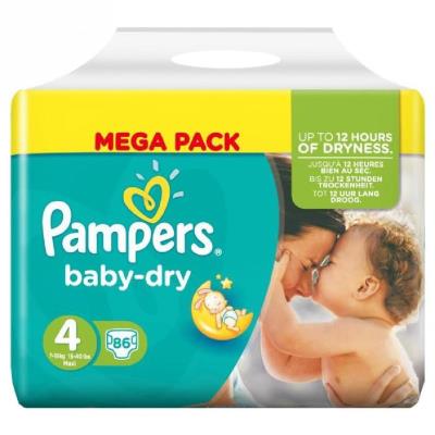 PAMPERS Baby Dry Taille 4 (Maxi) 7 a 18 kg couches pour 44