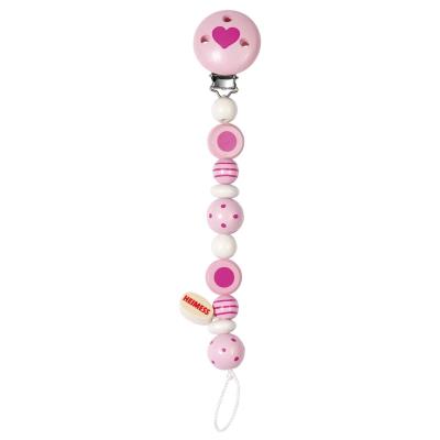 Accroche-ttine perles rayes et  pois rose pour 11