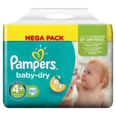 PAMPERS Baby Dry Taille 4+ (Maxi+) 9 a 20 kg couch pour 50