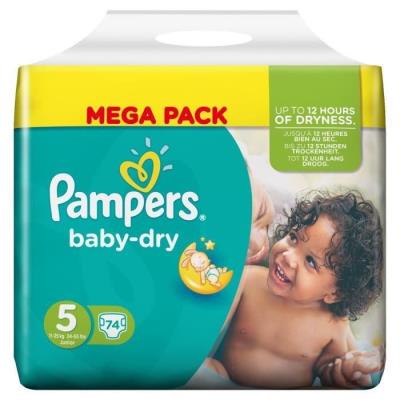 PAMPERS Baby Dry Taille 5 (Junior) 11 a 25 kg couc pour 50