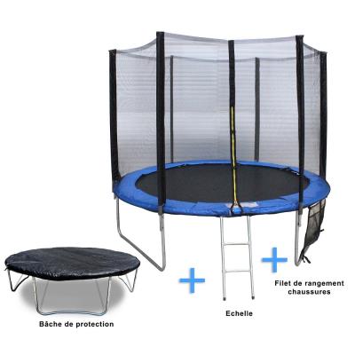 Kangourou Trampoline 244 Cm+ Filet De Protection + Bâche De Protection + Echelle + Filet De Rangement Chaussures pour 199