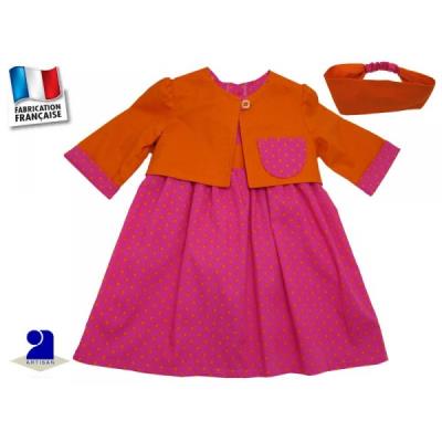 Vtement bb: robe 18 mois, bolero, bandeau orange et fushia  pois Couleur - Rose, Taille - 18 mois pour 86
