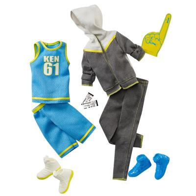 Mattel - accessoire poupee barbie - ken coffret tenues de sports - short maillot jogging et basket pour 22