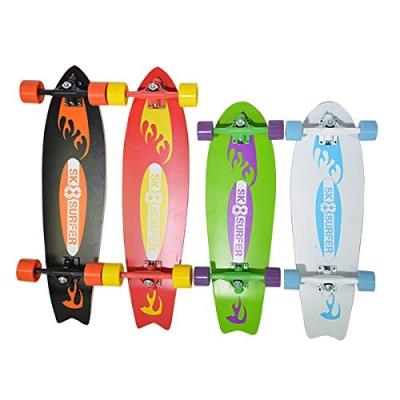 Sk8surfer Mid Cruiser Wave Longboard Orange Noir 28 pour 108