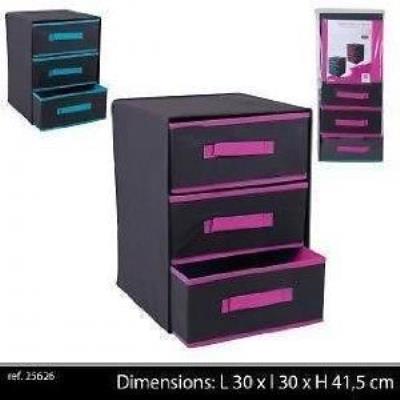 meuble etagere armoire 3 tiroirs en tissu penderie de salle de bain ou garde robe couleur rose pour 27