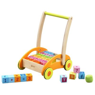 Chariot de march bb en bois avec cubes (chiffres, lettres) - ds 12 mois pour 47