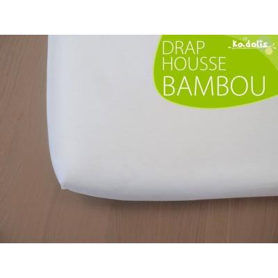 Drap Housse Bambou 90X190 cm Blanc pour 20