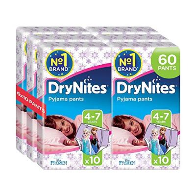 huggies drynites pyjama pants for girls 4 to 7 years - 3 convenience packs of 10 pants pour 66