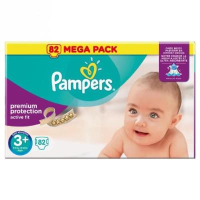 Pampers active fit taille 3+ 5 a 10 kg 82 couches pour 46