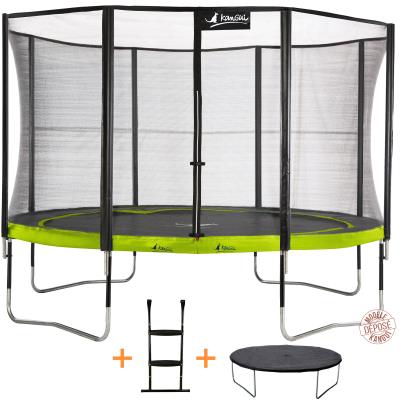 Kangui - Trampoline De Jardin 365 Cm + Filet De Sécurité + Échelle + Bâche De Protection Punchi Aloe 360 pour 375