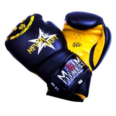 M.e.m Fitness Never Quit Boxing Gants De Boxe Pour Adulte Unisexe Noir Noir Jaune 14 Oz pour 56