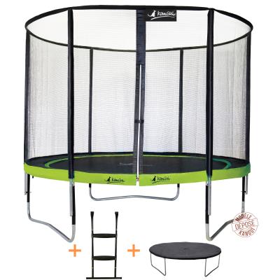 Kangui - Trampoline De Jardin Rond 305 Cm + Filet De Sécurité + Échelle + Bâche De Protection Punchi Aloe 300 pour 295