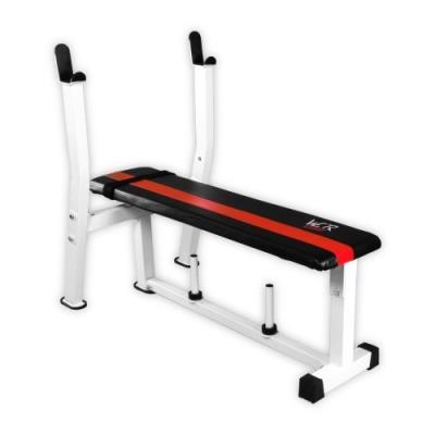 We R Sports Banc De Musculation Plat Avec Portants Et Supports Pour Blanc pour 95