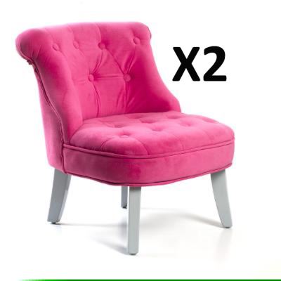 Lot de 2 Fauteuils crapaud pour enfant Fushia, H 58 x L 49 x P 48 cm -PEGANE- pour 213