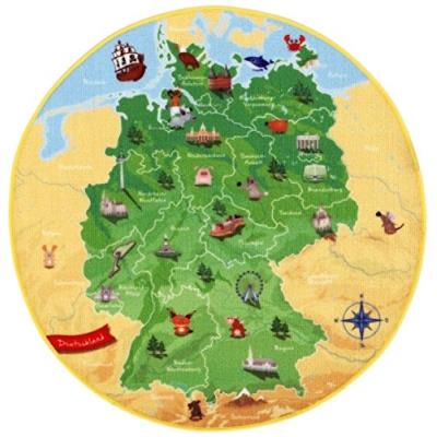 Böing Carpet Tapis Rond Représentant La Carte De Lallemagne Diamètre 100 Cm pour 44