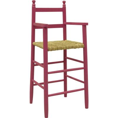 Chaise haute pour enfant en htre laqu framboise et roseau 42x32x89cm pour 79