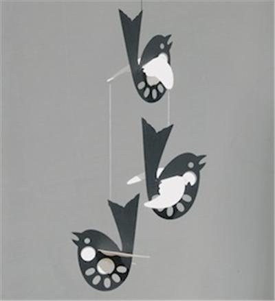 Mobile Oiseau Noir Blanc 15x30cm pour 21
