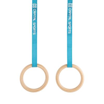 Capital Sports Comp Rings Anneaux Gymnastique Bois Fermetures Rapides Sangle pour 70