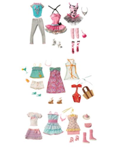 Mattel - Accessoires Barbie - Barbie 3 Tenues Loisir Assortiment pour 20