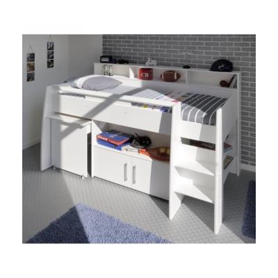 DAVE Lit combin 90cm + bureau/rangement blanc pour 505