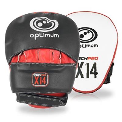 Optimum Tech Pro X14 Focus Pads De Boxe Directs Et Crochets Noir Rouge pour 44