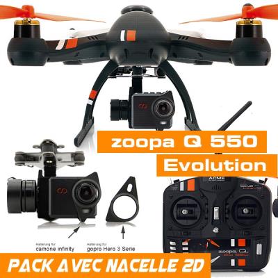 Pack zoopa q550 evo avec nacelle 2d motorise - drone lectrique quadricoptre avec gps - 2,4ghz - rtf pour 480