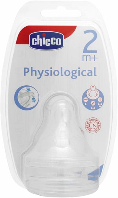 CHICCO - 2 tetines physiologique anti-hoquet silicone flux variable 2 mois+ pour 7