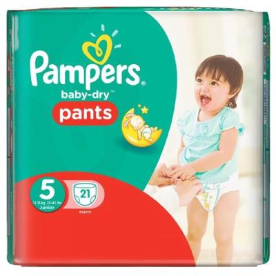 PAMPERS Baby-Dry Pants Couches Taille 5 (Junior) 12-18 kg x 21 pour 19