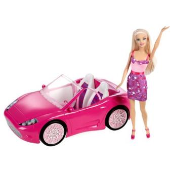 barbie poupées barbie mattel y7056 la voiture cabriolet de barbie